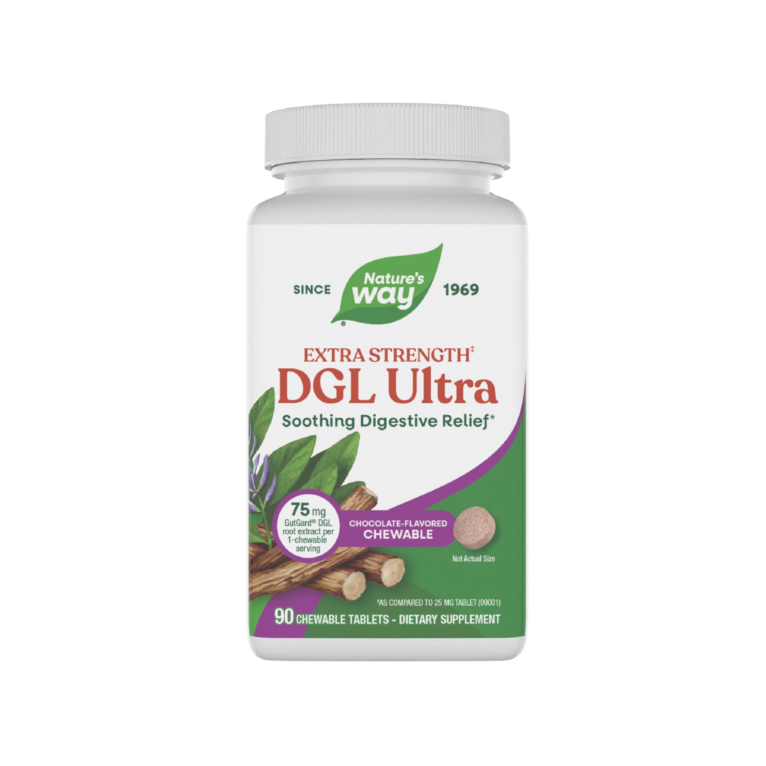 Nature's Way Premium Extract DGL Ultra, 75 mg per serving, 90 Chewables, German Chocolate Flavor