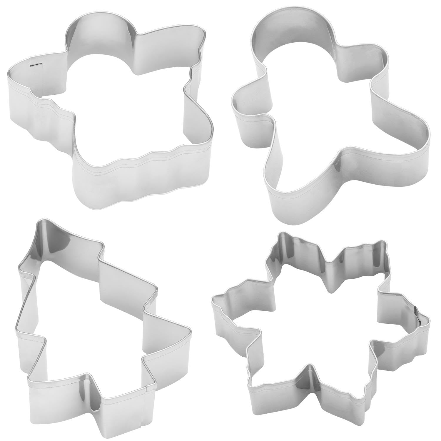 GRUSS & CO Vanilla Cookie Cutter Set, Gift Set with 4 Cookie Cutters, Christmas Tree, Angel, Gingerbread Man, Snowflake, Baking Moulds, Cookies, 51133