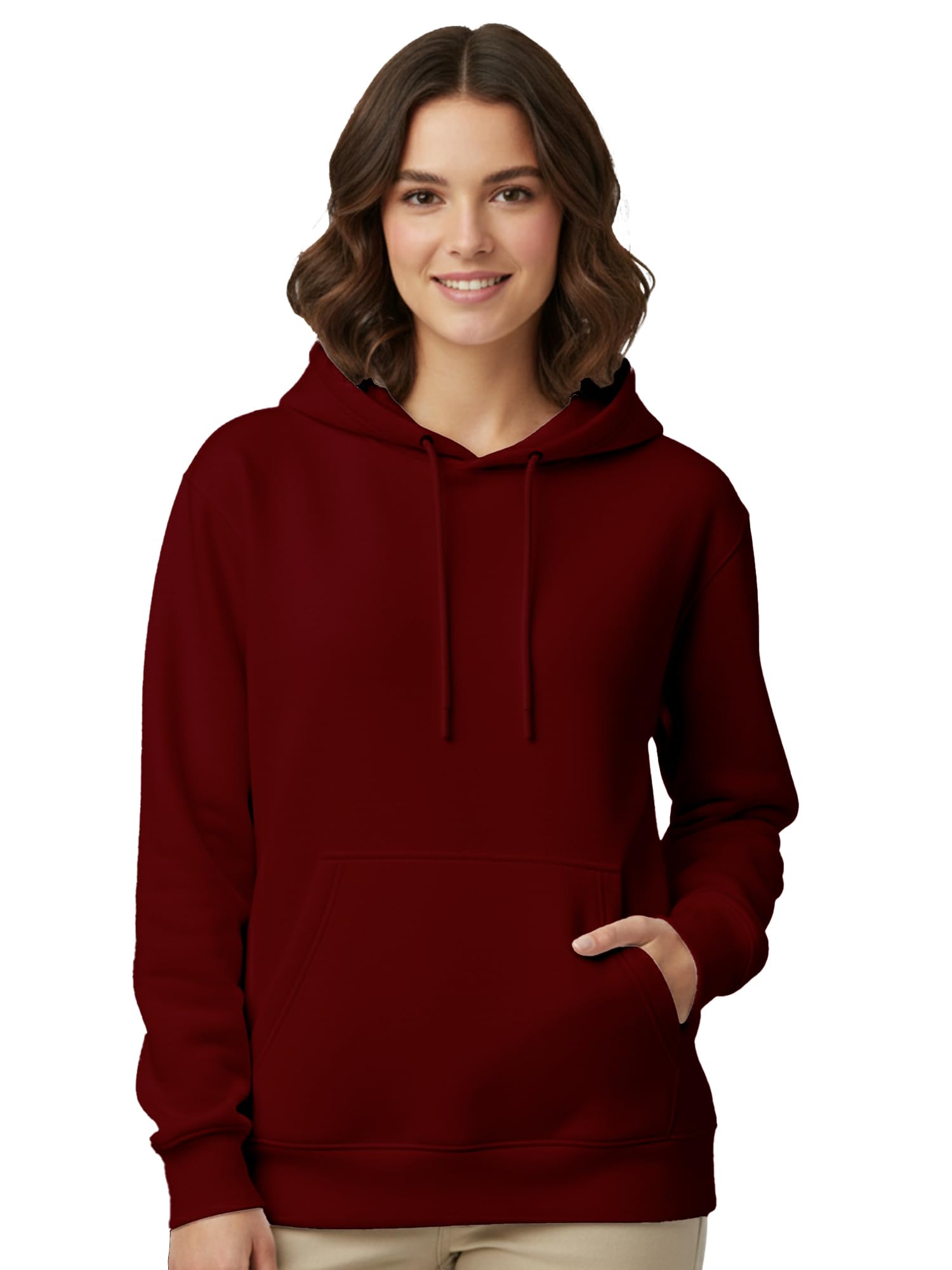 Womens Plain Hoodie – Soft Cotton Blend Fleece Sweatshirt with Kangaroo Pocket & Drawstring Hood | Warm, Comfortable Winter Wear for Daily Use, Travel & Casual Outings-image-44