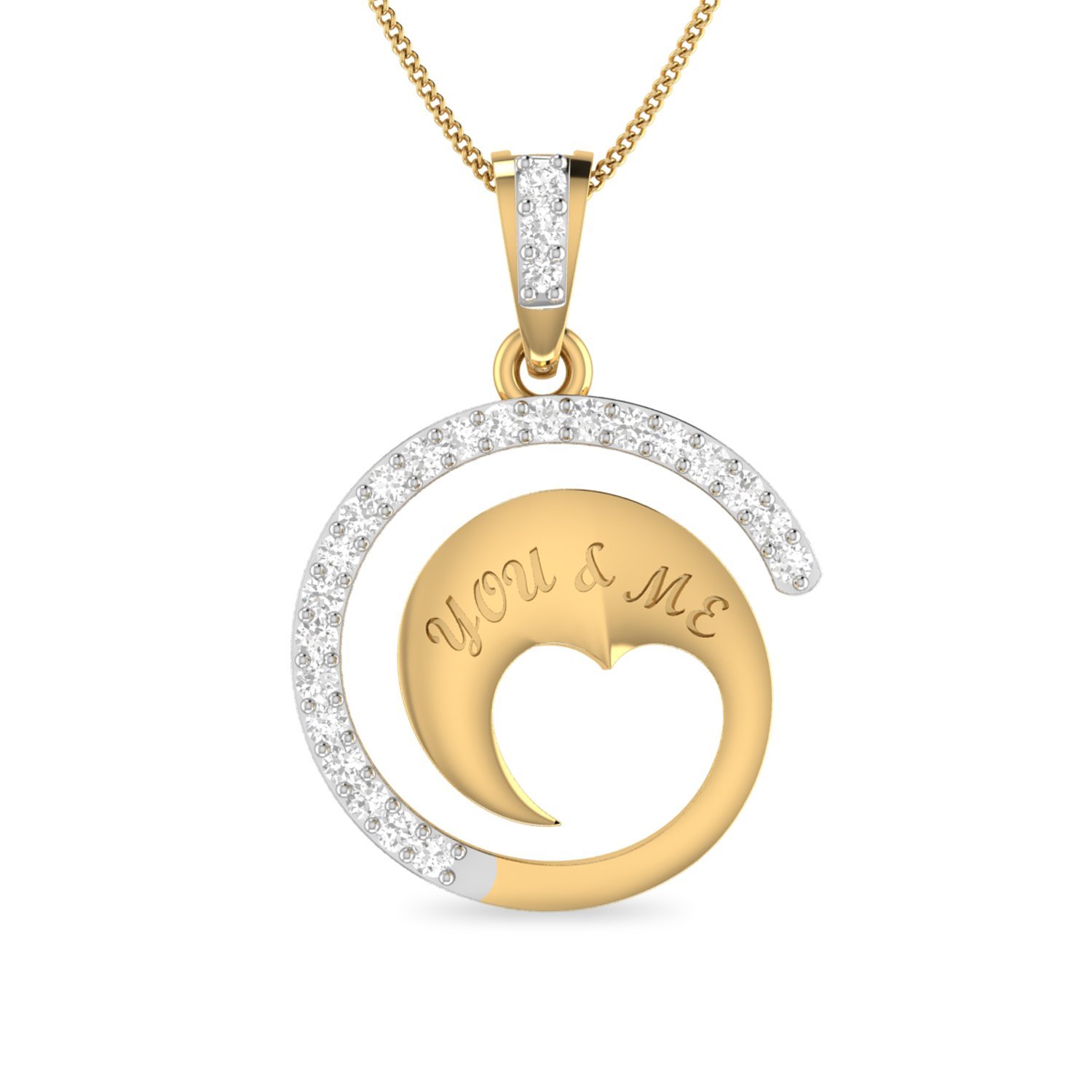 PC Jeweller The You & Me 18KT Yellow Gold & Diamond Pendant