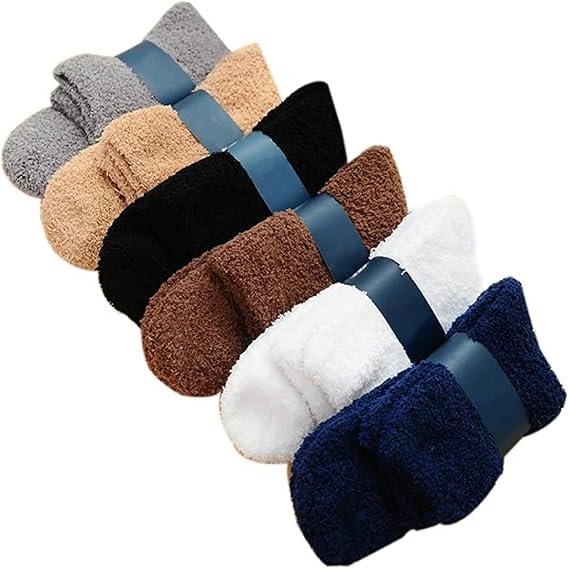 Amazon Co Jp 靴下 メンズ もこもこ ルームソックス 男性 睡眠 ゆかいた くつした 床板 自宅 厚手 速乾 通気 暖かい 防寒 秋冬 ミドル丈 6色6足組 服 ファッション小物