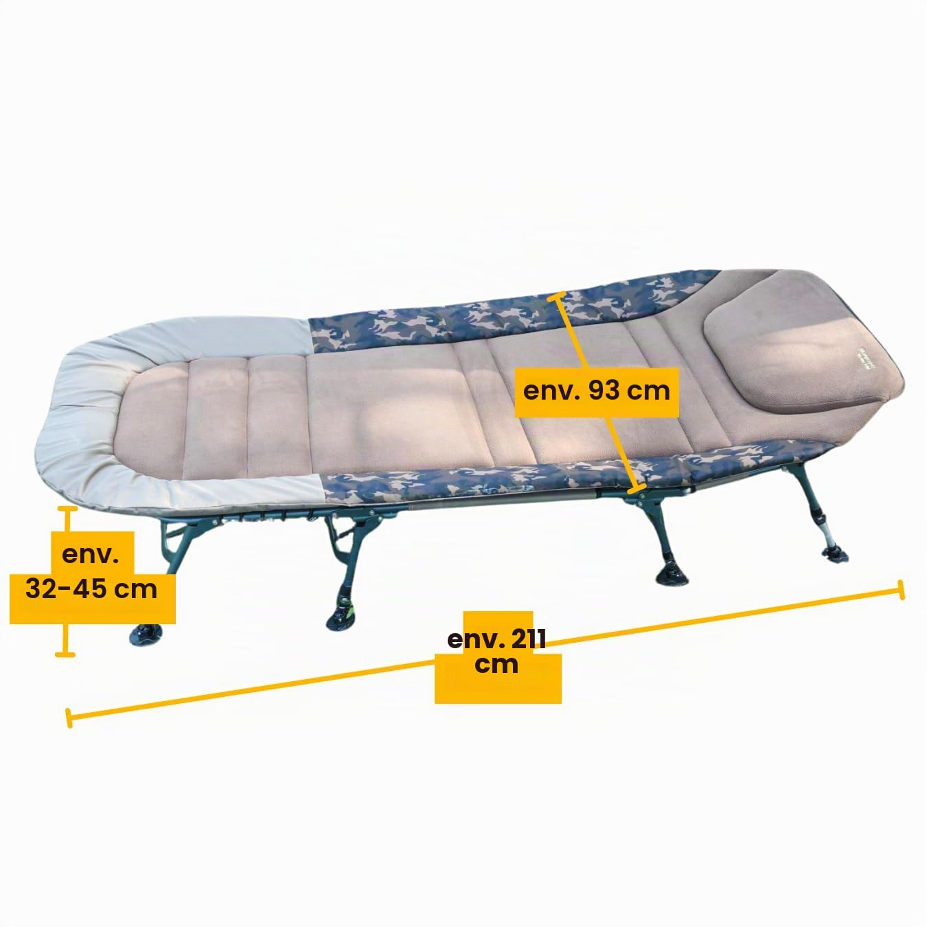 MK-Angelsport Fort Knox FlatSize X-Pro Camo Fauteuil de Peche à la Carpe XXL 8 pieds 150 kg
