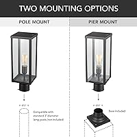 Vista 7 de GLOBE Electric 44384 - Lámpara de poste para exteriores con adaptador de base, negro mate, inserciones de vidrio transparente, iluminación exterior