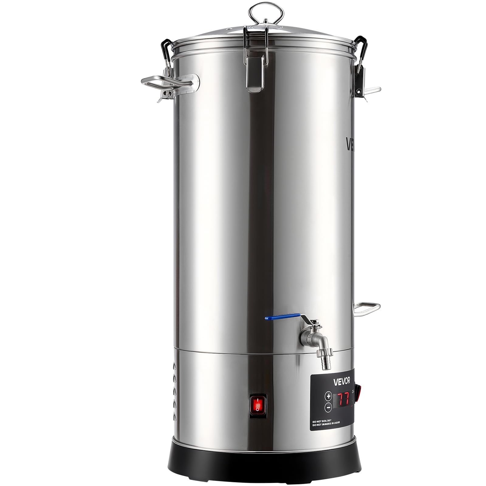 VEVOR Sistema di Attrezzatura Elettrica per Produzione di Birra, Bollitore per Birra 30 litri Uso Domestico, Cuocitore di Mosto con Canna Interna Maniglia Rubinetto, Kit Utensili per Homebrewing