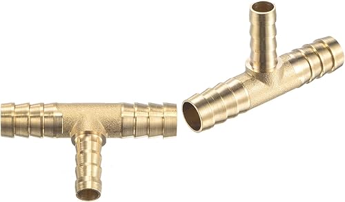 Miniatura 5 de Juego de 2 accesorios de púas de manguera de latón, conector de tubo de latón de 38 x 38 x 14 pulgadas de diámetro exterior con abrazaderas de