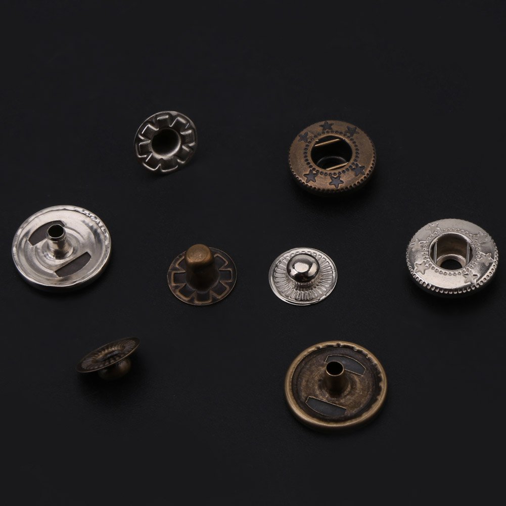 Haobase Kit 50 Bottoni A Pressione In Metallo Da 15 Mm E 4 Perforatori, Per Abbigliamento E Fai Da Te - 3