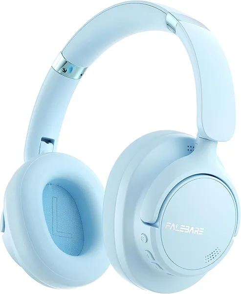 Falebare Bluetooth Headphone Over The Ear, Noise Cancelling Headphones Wireless Headsets Bluetooth with Mic, 80H Playtime, Deep Bass, Comfort Fit, Portable Lightweight Headphones for Travel, Home