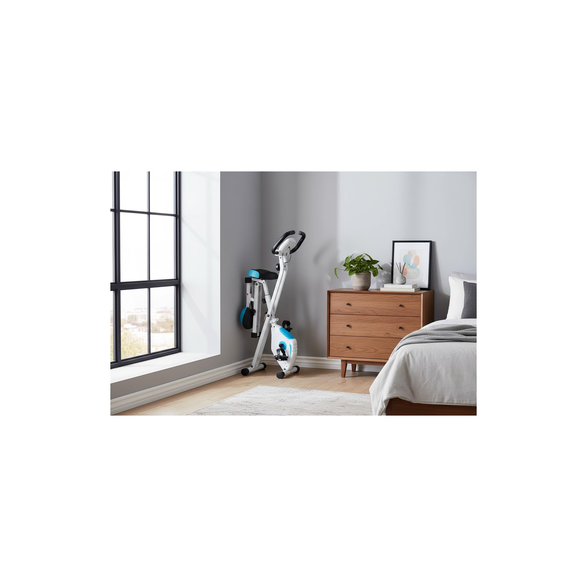 Vélo D'appartement Pliable Xbike O'Fitness – Roue Magnétique 2,5 Kg, Compteur 5 Fonctions, Selle Avec Dossier