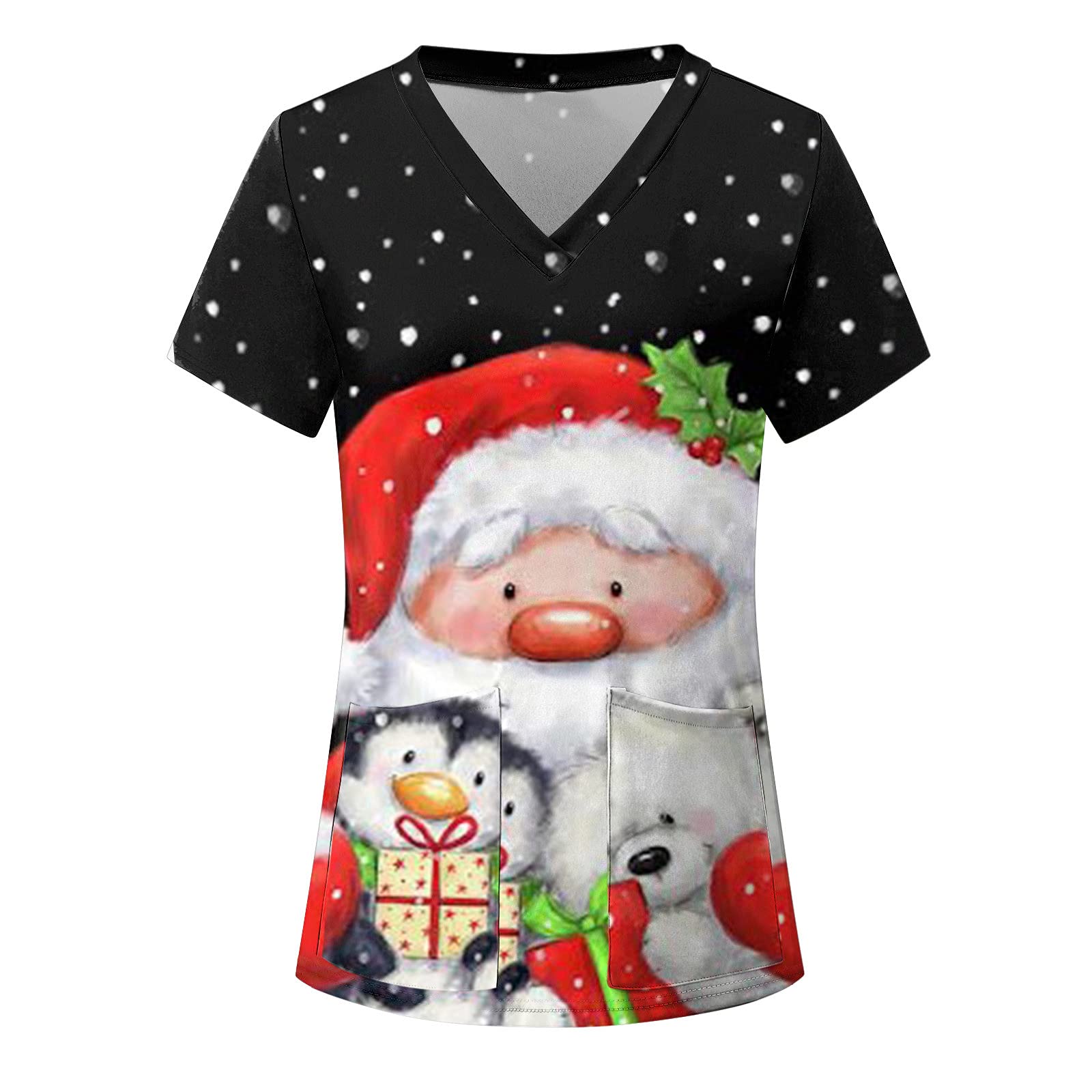 Genericchristmas Scrub Tops Figs Scrubs Women Set Christmas Scrub