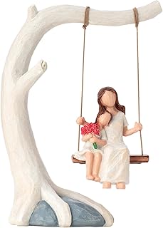 Decorative Mother and Child Tree Swing Figurine, Mother Daughter Hand-Painted Resin Sculpture, Mom Birthday Gift from Daughter, Home Decor, Swing Statue.