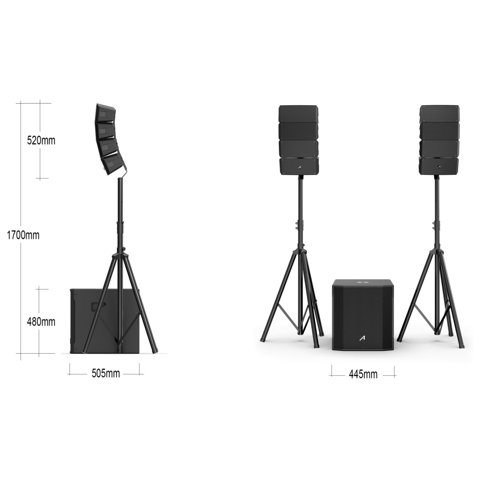 Audibax Seattle 500 - Set di Altoparlanti Stereo per Sistema PA - Line Array Compatto - Sistema a Colonne Attive - Potenza Subwoofer 300W RMS e Altoparlanti 100W+100W RMS - Connessione Bluetooth