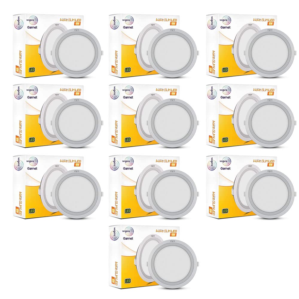 wipro Garnet 6W Round Led Wave Panel Light for Ceiling|Warm White Light (3000K)|Ultra-Slim Design|Recessed Down Light for False Ceiling|Pop Ceiling Light|Cutout - 100Mm|Pack of 10-image-42