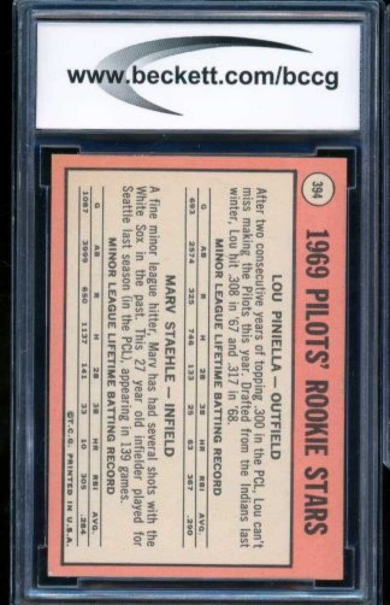 Lou Piniella/Steve Staehle Card 1969 Topps #394 BGS BCCG 8 - Slabbed Baseball Cards