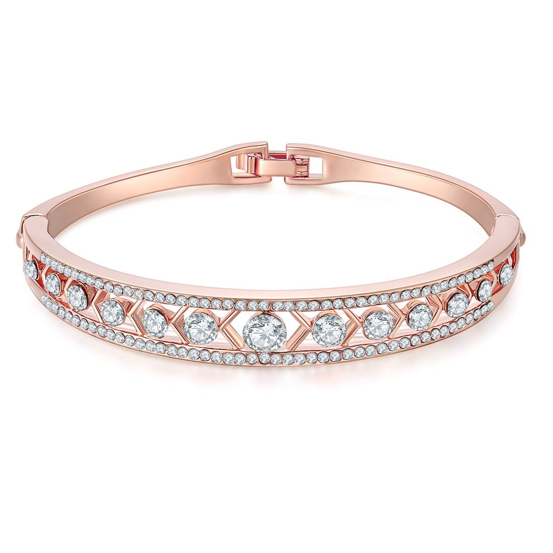Jewels Galaxy Exclusive Luxuria Elegant American Diamond 18K Rose Gold Plated Designer Bracelet Jewellery For Women & Girls (SMNJG-BNGG-3123)