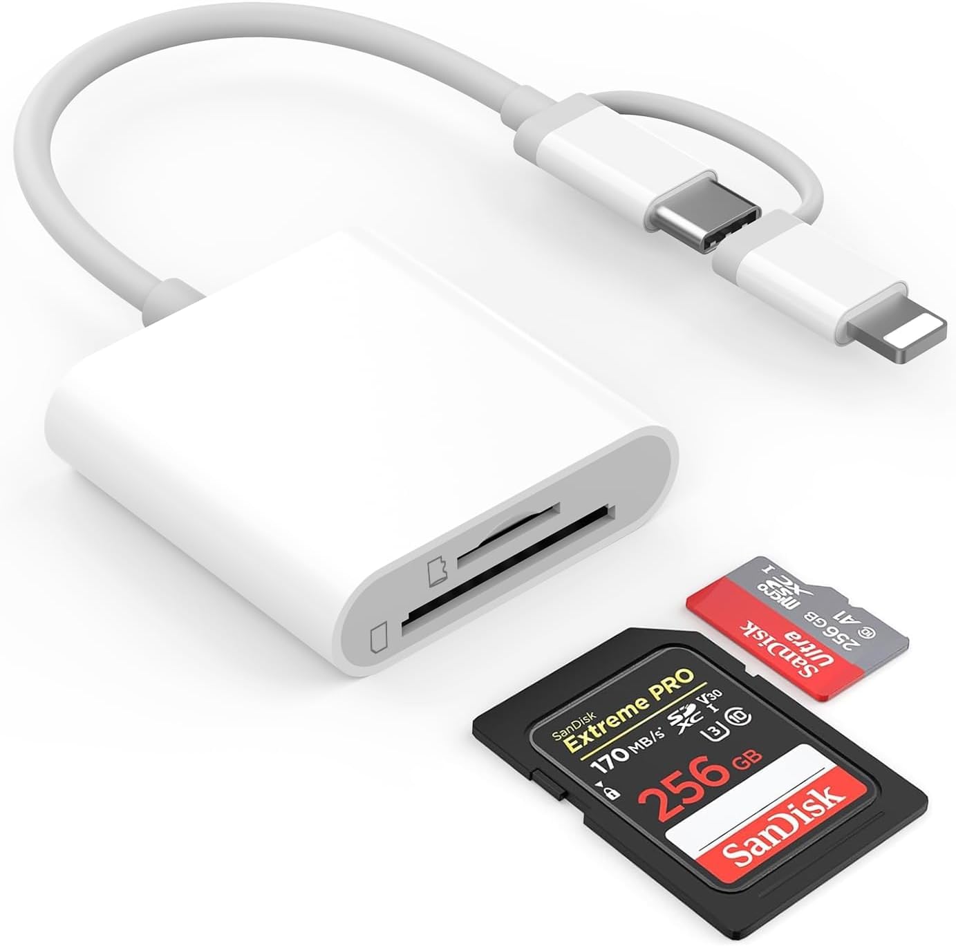 Lettore Schede SD per iPhone/iPad/Fotocamera, Adattatore Scheda SD per iPhone, Adattatore SD per iPhone, Adattatore Macchina Fotografica iPhone, SD Card Reader for iPhone Lettore Schede USB C
