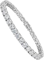 TANGLAI 4.1CT Moissanite Tennis Bracelet Women VVS1 D Color Platinum Plated S925 Hypoallergenic 7In Secure Clasp Gift Box Valentine's Birthday Gift