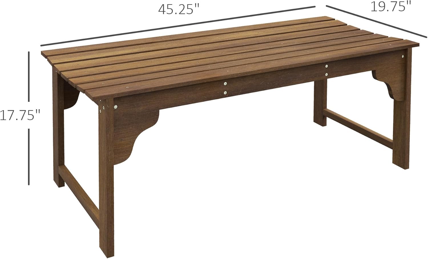 Outsunny Wooden Garden Bench, Outdoor Park Bench with Slatted Seat, Backless Front Porch Bench with Curved Seat for Conservatory, Garden, Poolside, Deck, Teak