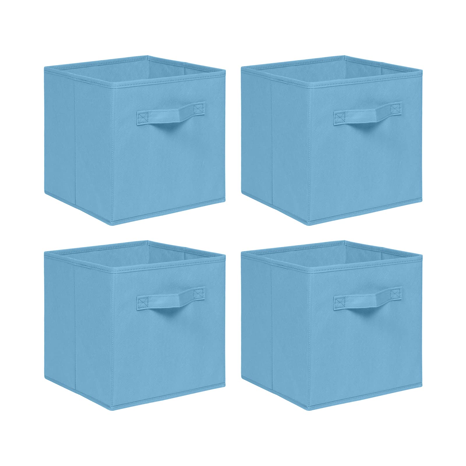 NICEME Foldable Cube Storage Unit Boxes, Non-Woven Fabric Storage Boxes Set, Clothes Drawers for Shelves, 26.5x26.5x28 cm (Light Blue, Set of 4)