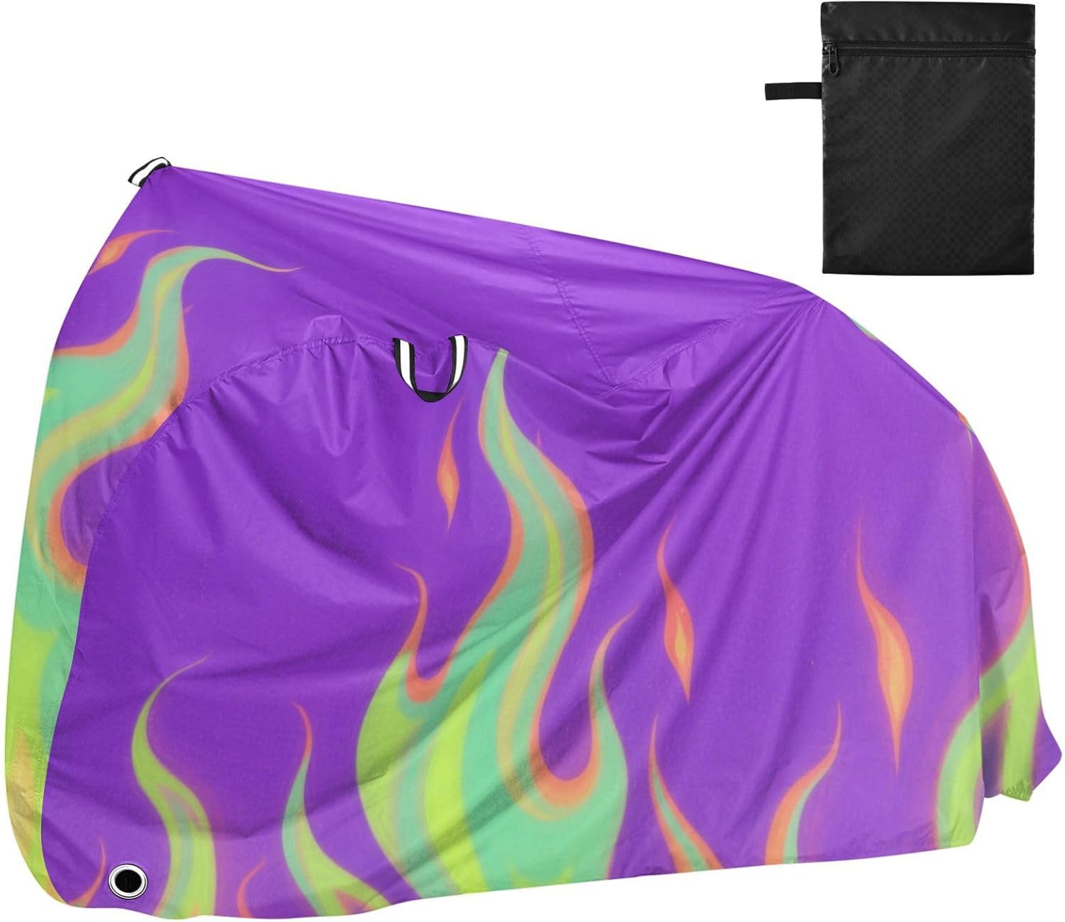 Purple Fluorescent Cool Flame Cover for Bike Waterproof Outdoor Exercise Bike Cover Bikes Storage