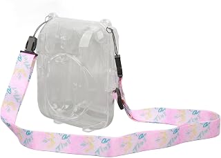 Estojo Protetor para Câmera Instantânea, Estojo para Câmera Com Alça de Ombro Durável para PC, Estojo Transparente Protetor para Instax Mini 12 (Rosa)