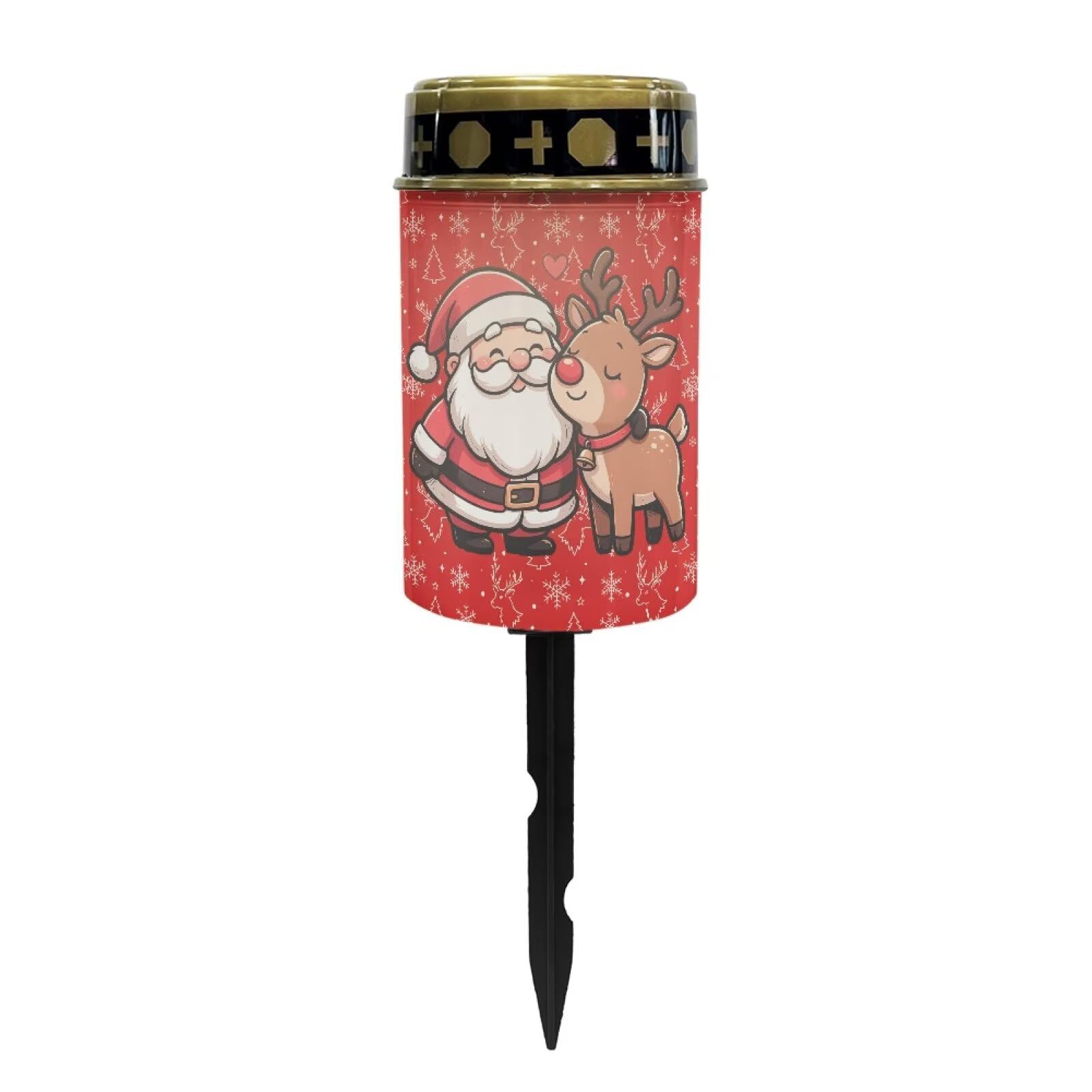 Poceacles Cemetery Candle Grave Lights Outdoor Waterproof Decoration Pathway Lights Garden Solar Candle for Christmas Holiday Decor, Cute Santa Claus Reindeer Red