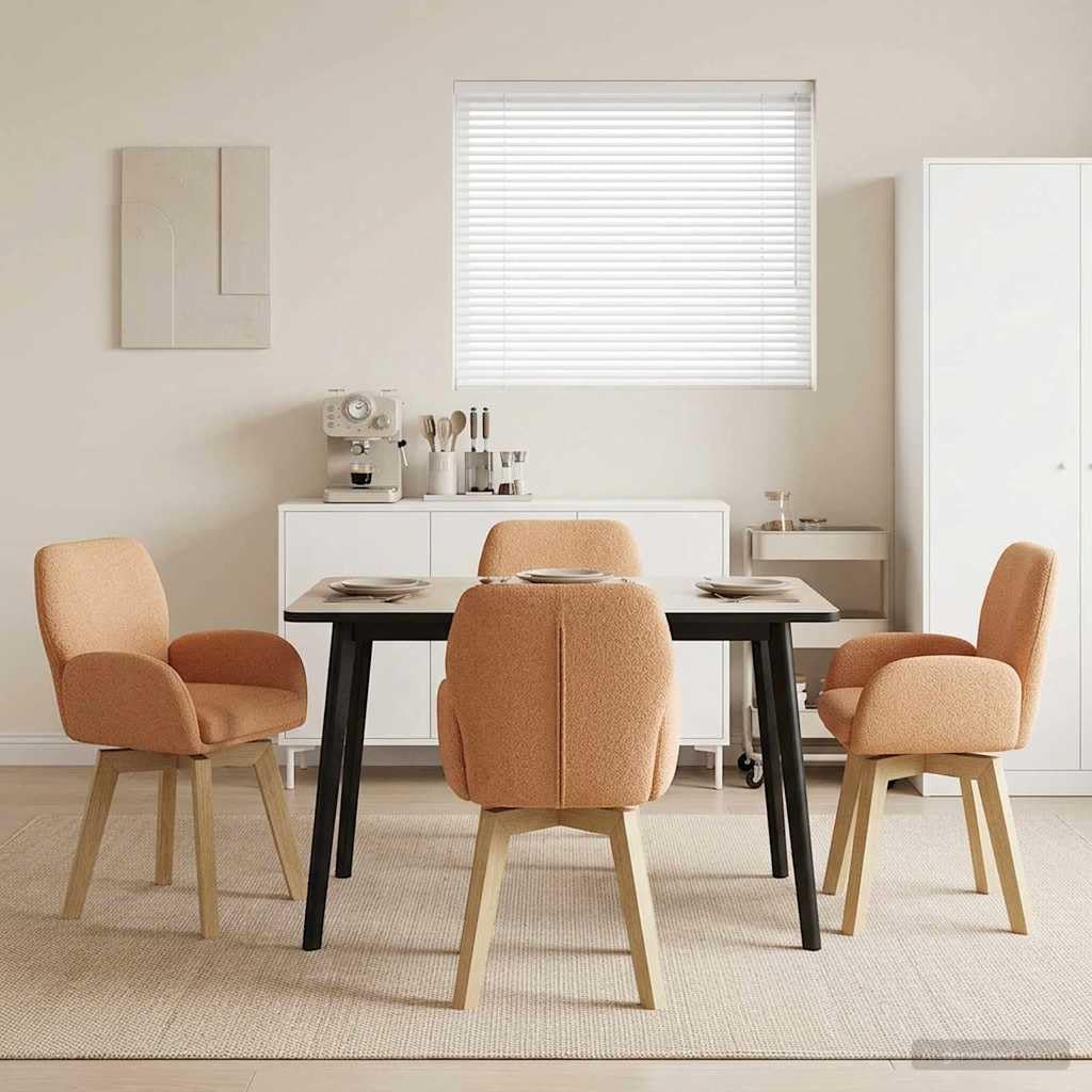 Fengshui Krzesło obrotowe do jadalni 4 szt. Boucle Beige 54x58x87 cm