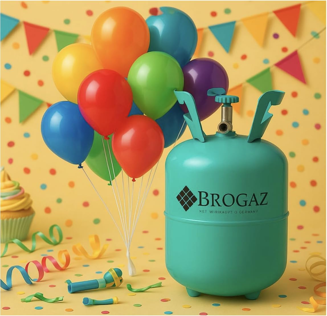 Bombola di Elio per 30 Palloncini - Gas Elio in Ricarica, Facile da Usare, Ideale per Feste e Eventi (Palloncini NON Inclusi)