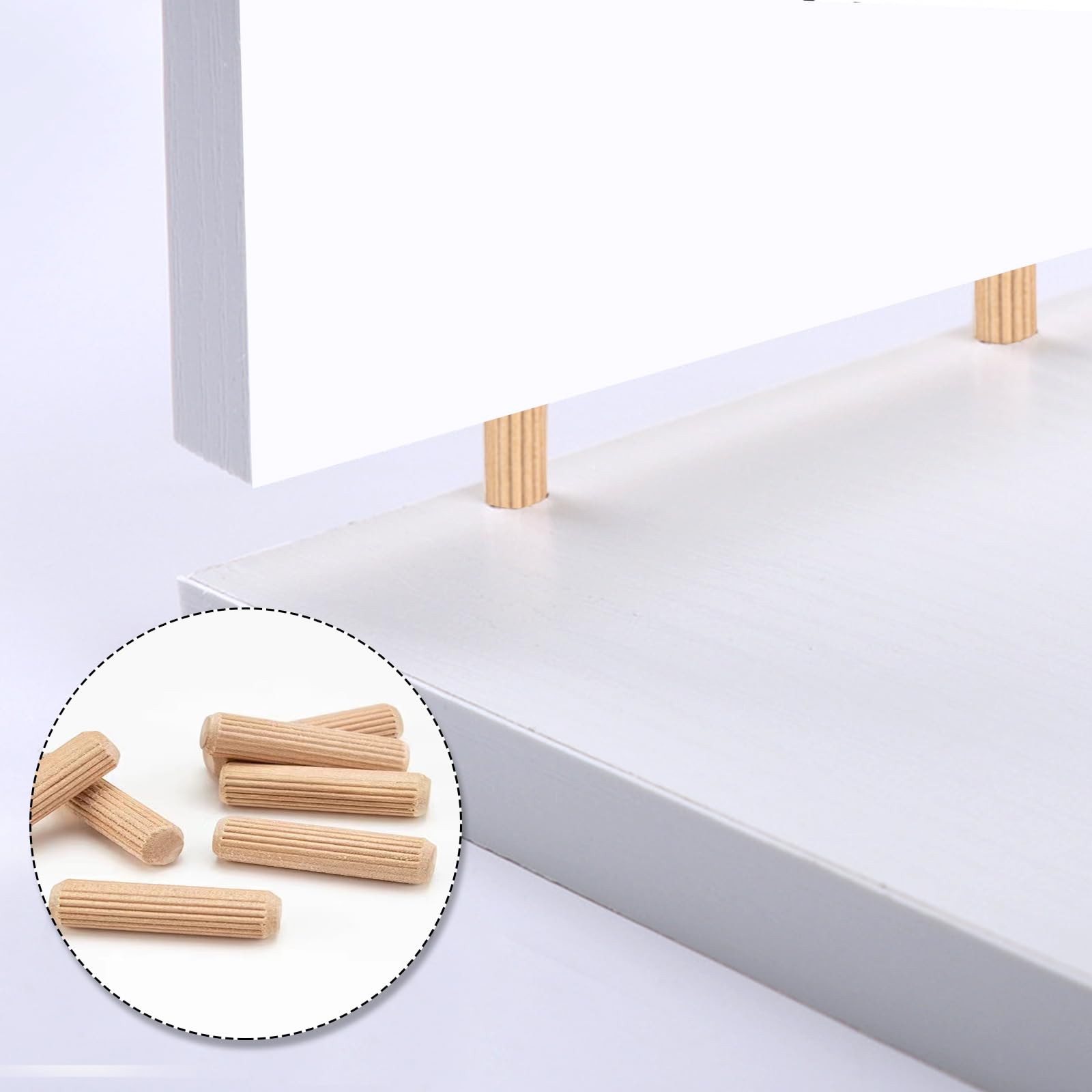 Wooden Dowels 6 x 30mm, 300 Pcs Wooden Dowel Rods Pins for Craft Grooved Fluted Wood Dowels Plugs Pin Rods for Furniture DIY - Image 4