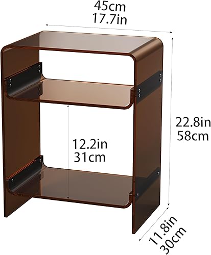 Miniatura 41 de Mesa de tocadiscos de acrílico con estante de almacenamiento, mesa auxiliar transparente (naranja, grande) Naranja,Negro -,Claro,Azul