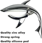 Shark Guitar Capo With Velvet Bag, Premium Zinc Alloy Tone Clip Guitar Shark Capo for Acoustic Electric Folk Guitar, Mandolin, Bass, Ukulele (Bright Silvery)