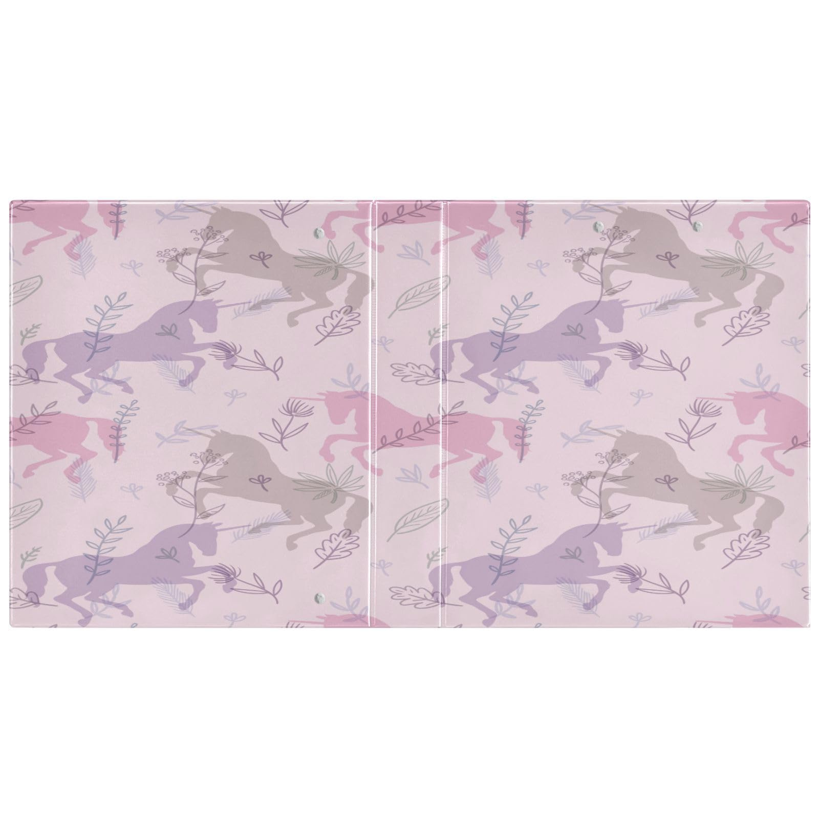 SKYSHU Pink Horse - Raccoglitori a 3 anelli rotondi con 3 tasche interne trasparenti in PVC, impermeabili, robusti, con clip in metallo antiscivolo, raccoglitori versatili per 200 fogli, confezione da