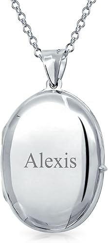 Miniatura 5 de Círculo ovalado simple con cúpula ovalada, recuerdo tradicional, grabado personalizado, medallón de fotos para mujeres y adolescentes, sostiene