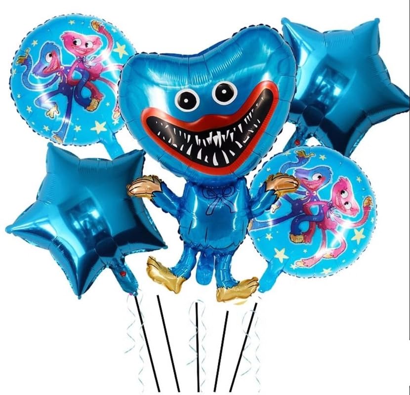 Fun Affairs Puppy Playtime Blue Cartoon Theme Happy Birthday Foil Balloon 18 Inch – Round Printed Party Balloon for Kids Birthday Decoration, Helium Supported, 5 Pcs