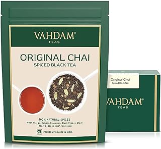 VAHDAM, India's Original Masala Chai Tea Loose Leaf (50 Cups/3.53oz) Blend Of Black Tea | Cinnamon, Cardamom, Cloves & Black Pepper | Ancient Indian House Recipe Of Spiced Masala Tea