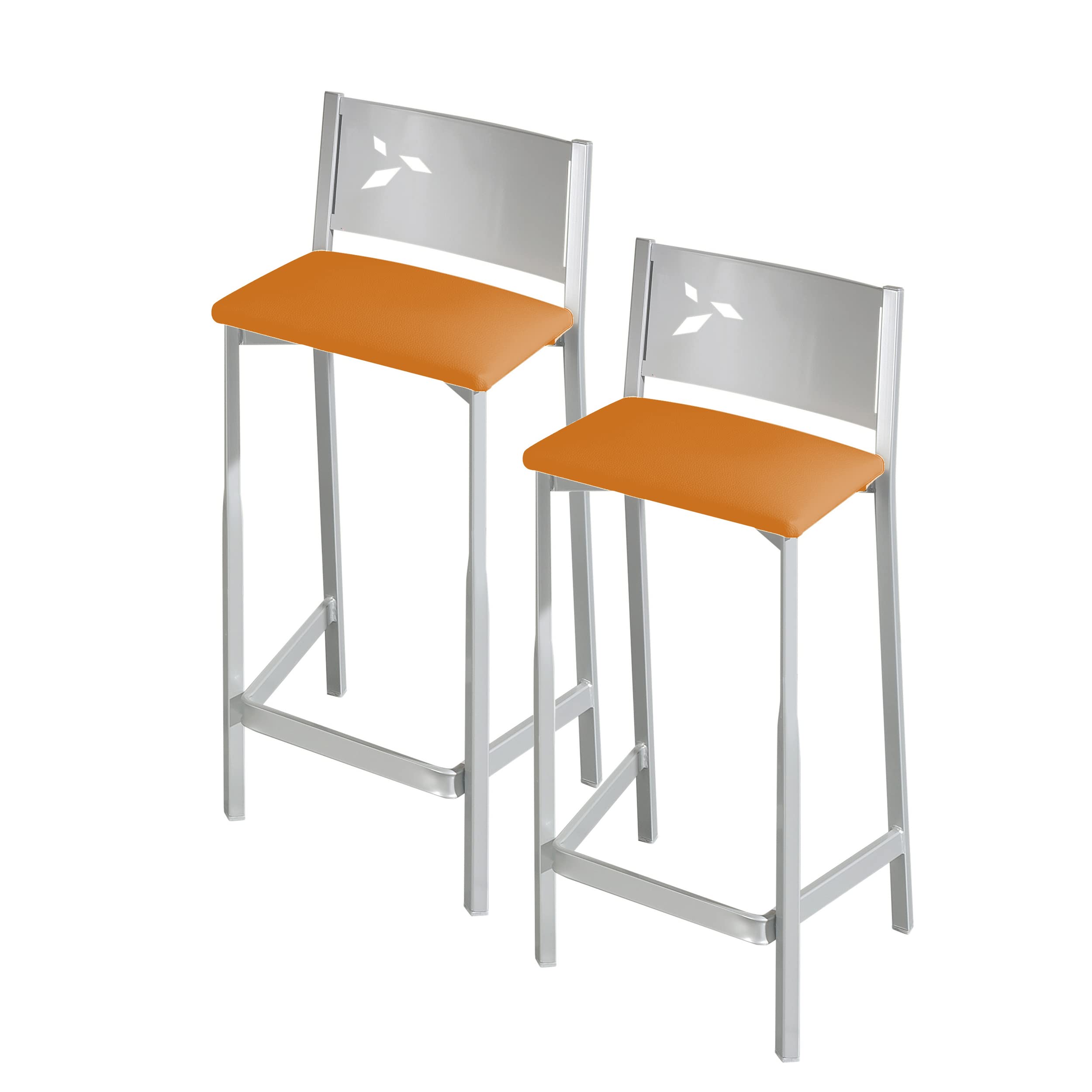 Tabourets de cuisine faciles à nettoyer avec assise 60 cm orange simili-cuir