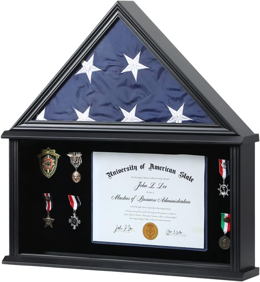 Amazon.com - Flag Display Case with Certificates Document Holder, Fits ...
