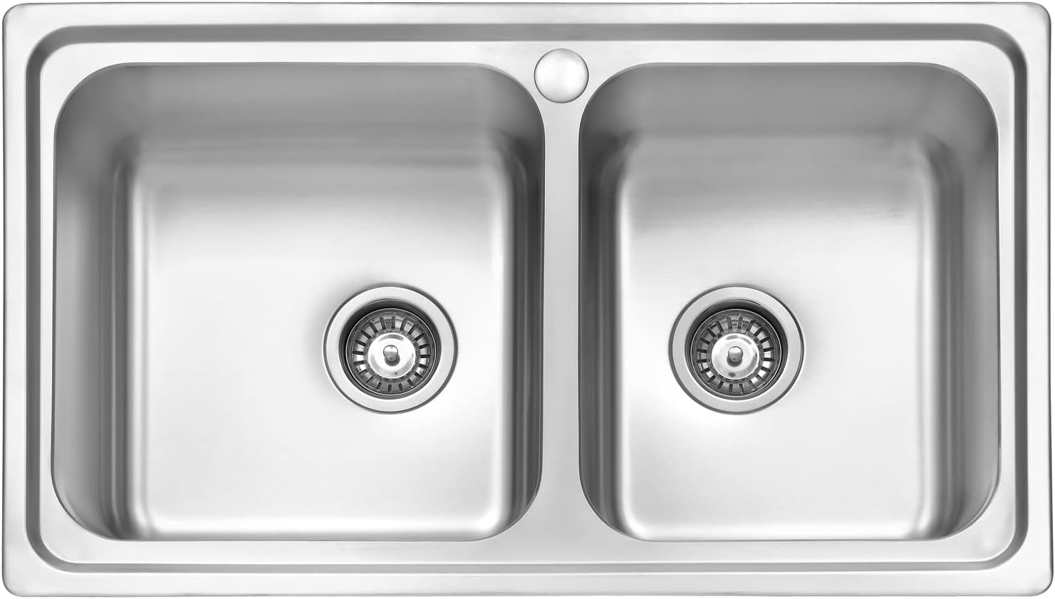 JASSFERRY Brilliant Stainless Steel Kitchen Sink 1.5 Two Square Bowl Rome Design with Strainer Waste, 860 X 500 mm