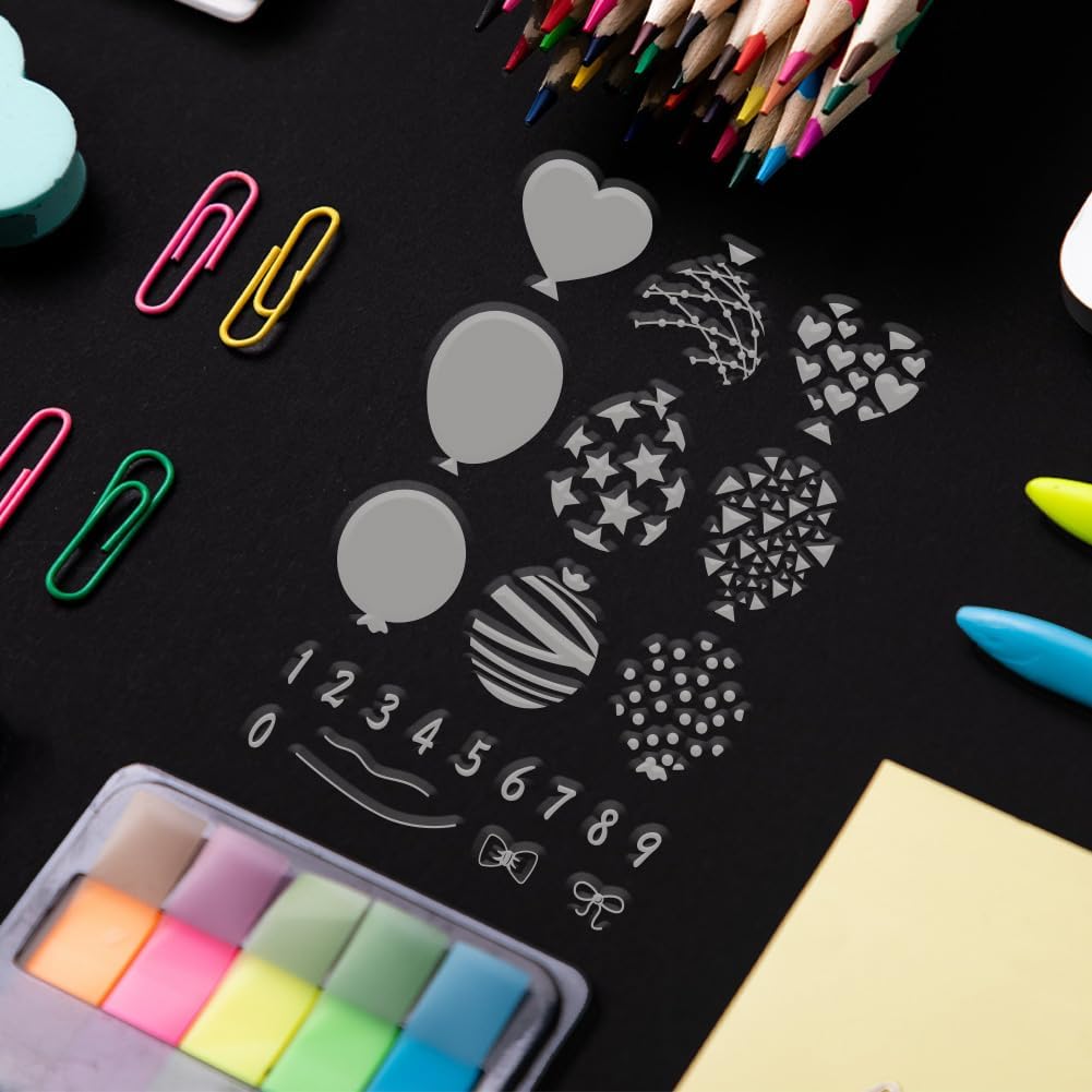 PH PandaHall Balloons Clear Numbers Rubber Stamps for Birthday DIY Scrapbooking Decor
