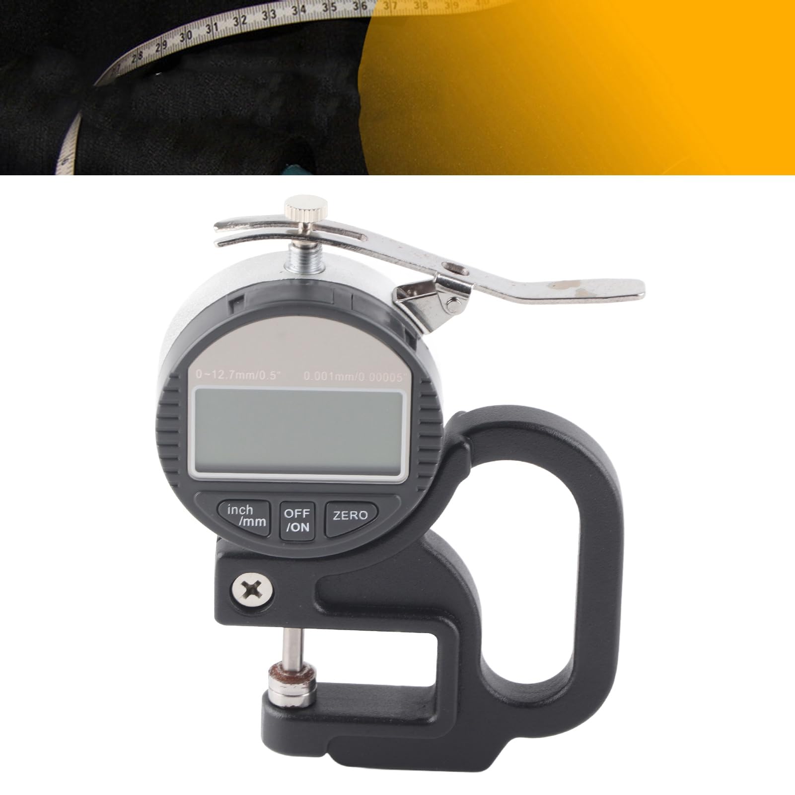 Jeanoko Misuratore di Spessore Digitale, Strumento di Misurazione dello Spessore a Pressione Rapida Precisione 0,001 Mm 0-12,7 Mm per Spugna di Pellicola in Tessuto di Carta in Pe