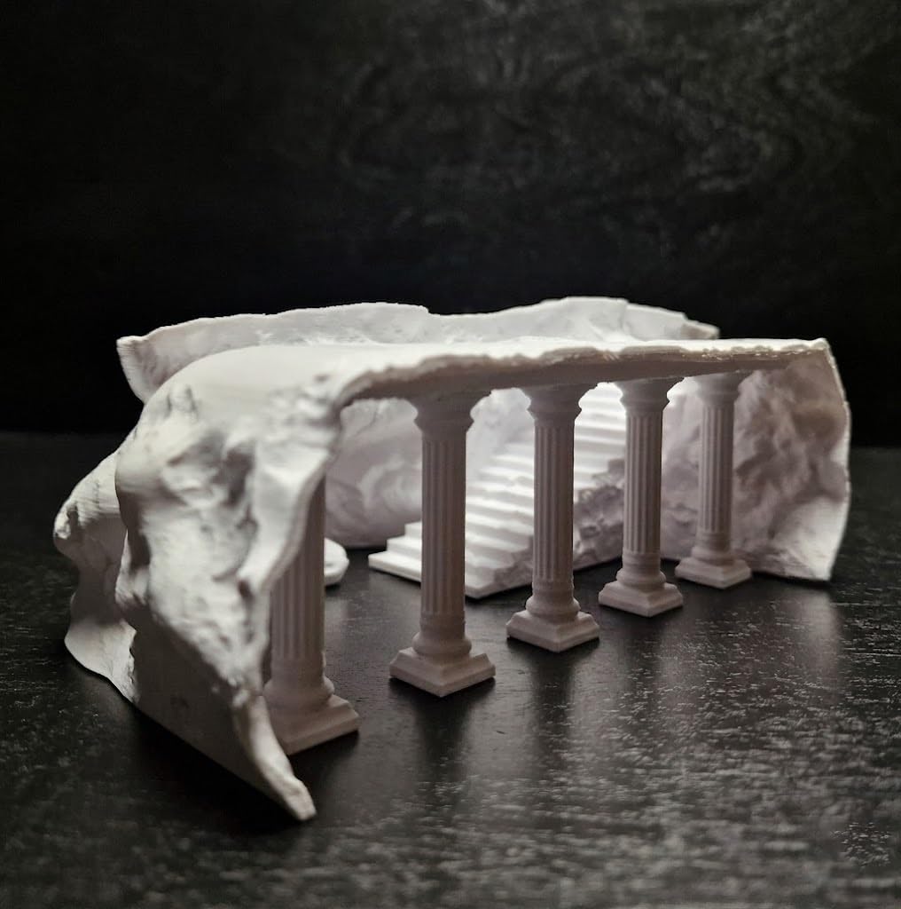 Grotte et cachette d'aquarium à Colonne Romaine, Tunnel for crevettes cichlidés Pleco, Fausse Peau de Poisson d'architecture Roche for décor d'angle(Brown,27.1 * 15 * 8.9cm)