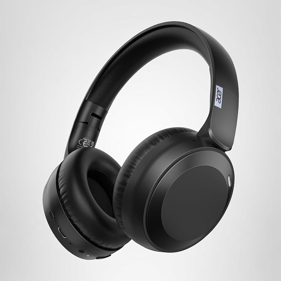 acer Wireless Bluetooth Headphones, 70 Hours Playtime, Foldable Over-Ear Headphones with 40mm Drivers, Memory Foam Earpads, Multipoint Bluetooth 6.0 for Travel, Home, Office, Black, image 8