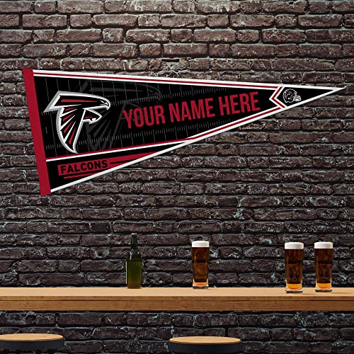 Image of Rico Industries NFL Football Atlanta Falcons Personalized - Custom 12 inch x 30 inch Soft Felt Pennant - EZ to Hang