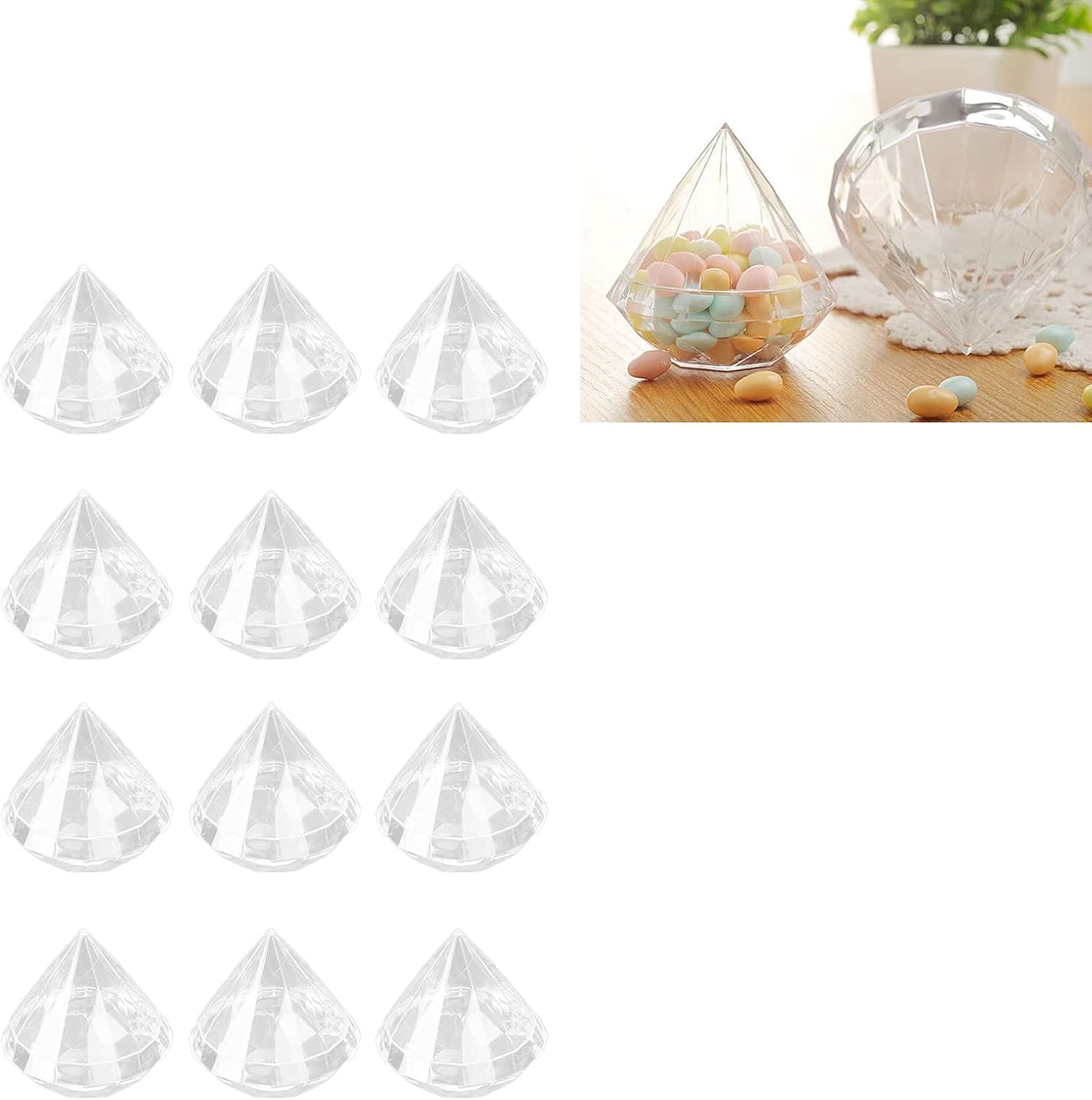Transparente Cajas de Favores Dulces, Claro Cajas de Favor en Forma de Diamante Cajas de Dulces de Acrílico Cajas de Favores de Boda Plástico Tarros Transparentes Caja Almacenamiento Dulces (24Pcs)