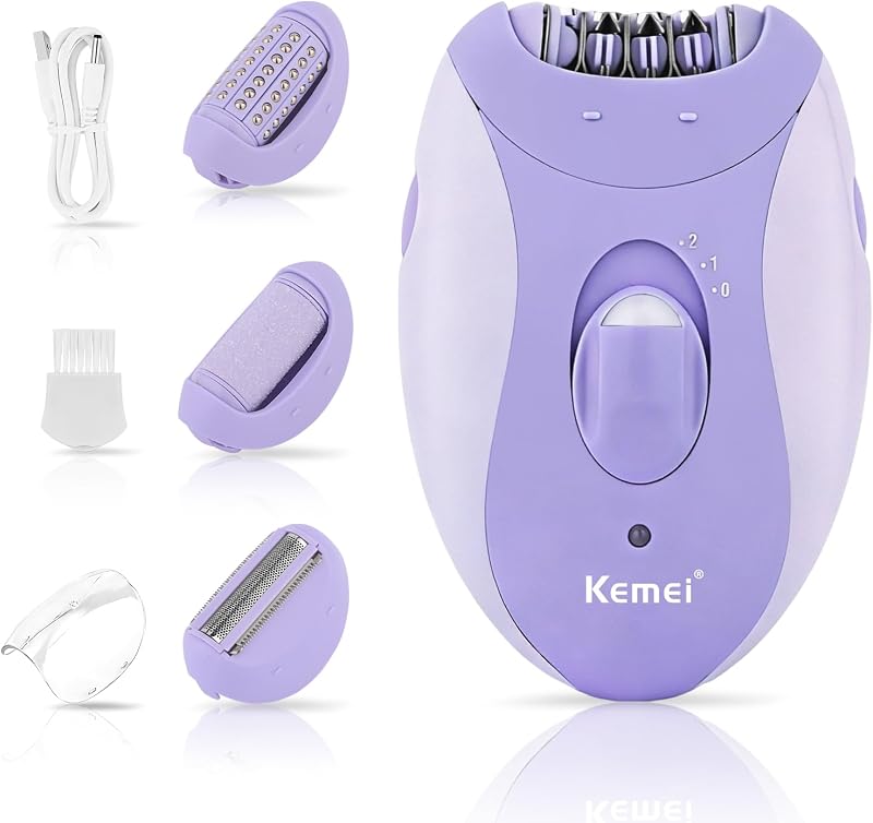 Depilador feminino 4 em 1 KEMEI KM-6037 com cabeças intercambiáveis
