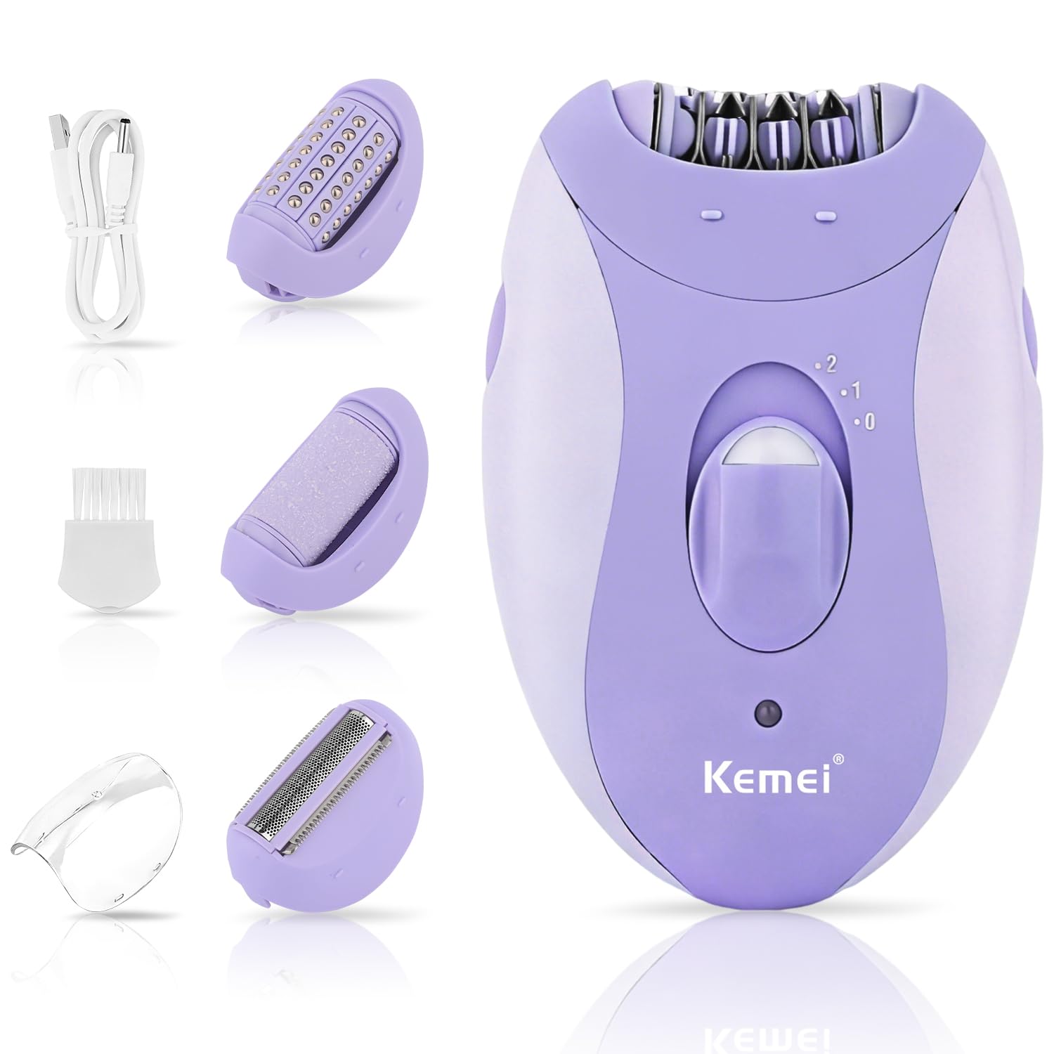 KEMEI 4-in-1 Women's Epilator Hair Remover for Face Legs Arms km-6037 6037-purple