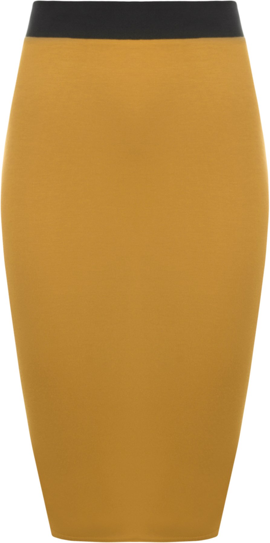 Wearall Women's Mustard Plus Size Plain Bodycon Pencil Stretch Office Midi Skirt - 20/22