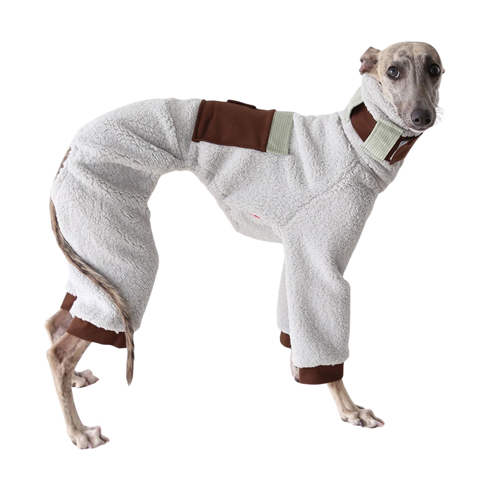 Italian Greyhound Jumper, Windproof Turtleneck Dogs Jumpsuit,Dog Fleece Pajamas Pjs,Super Warm Winter Pullover for Whippet Greyhound Lurcher (Grey, XXL)