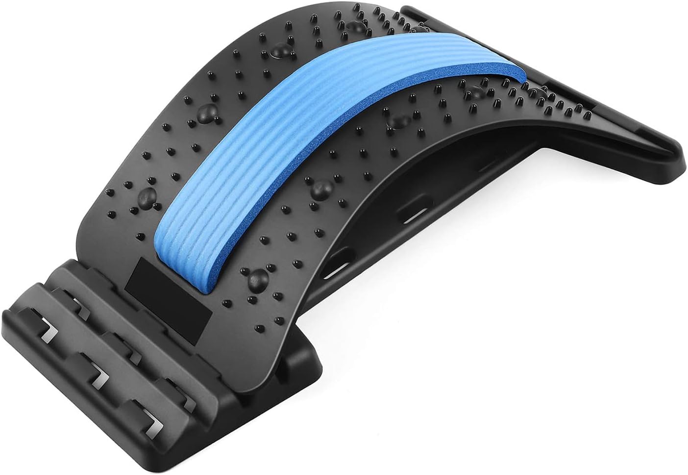 Back Stretcher Back Cracking Device, Back Cracker Board 4 Levels Chiro Board, Back Popper Back Stretcher for Lower and Upper Back Pain Relief, Adjustable Spine Board Lumbar Stretcher, Black Cyan