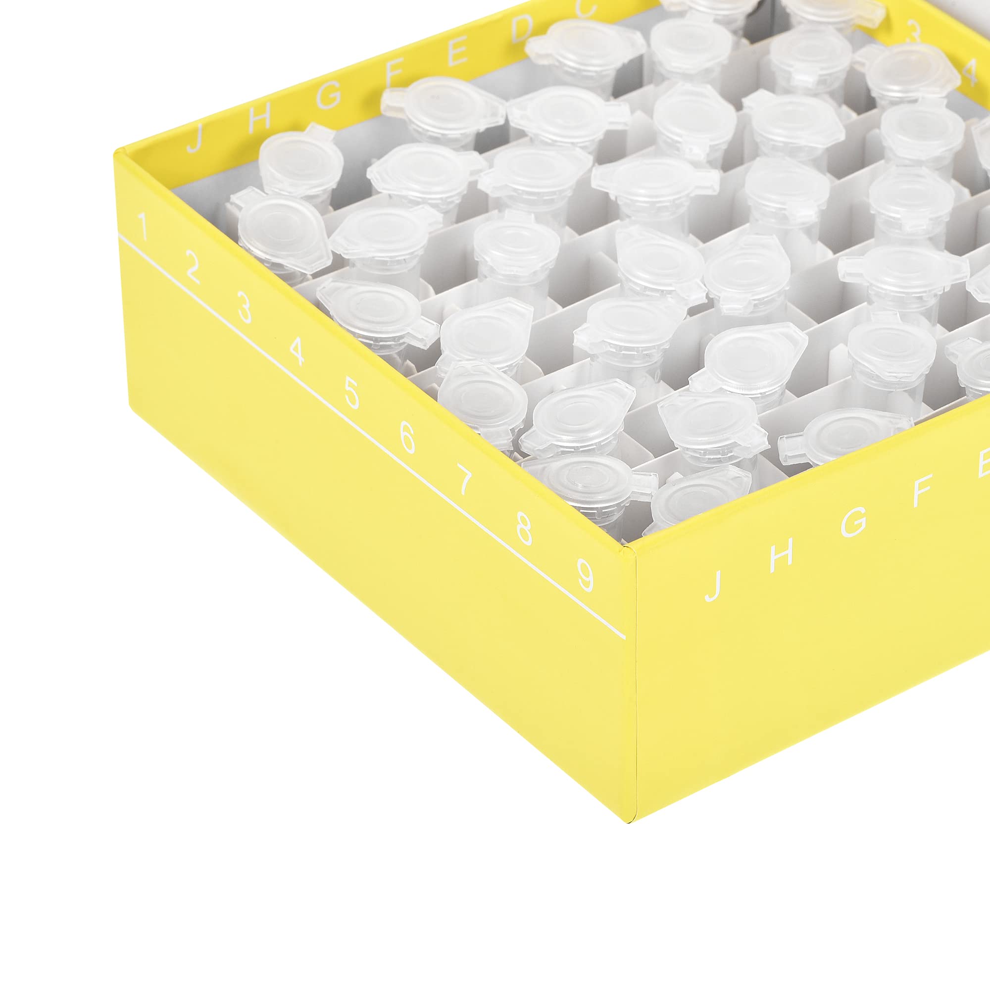sourcing map Tubo de centrífuga Congelador Caja de almacenamiento Soporte de cartón impermeable de 81 pocillos Amarillo para tubos de microcentrífuga de 1,8 ml / 2 ml