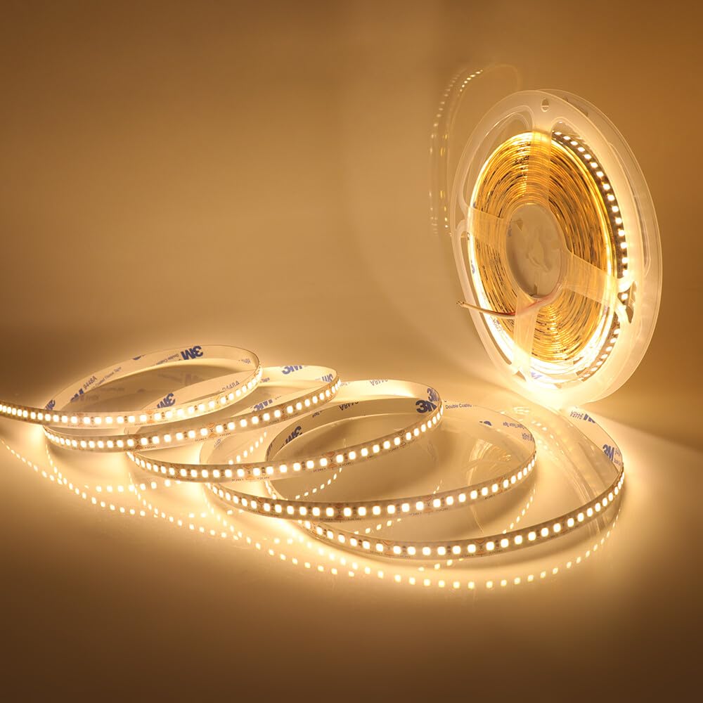 KAFULA 24V LED Light Strip [10M,Warm White 3000-3500K],180 LEDs/m SMD3535 Flexible Ultra-Bright LED Fairy Light CRI85+,can be Cut Every 33mm,Party Christmas Halloween Birthday Interior Decoration